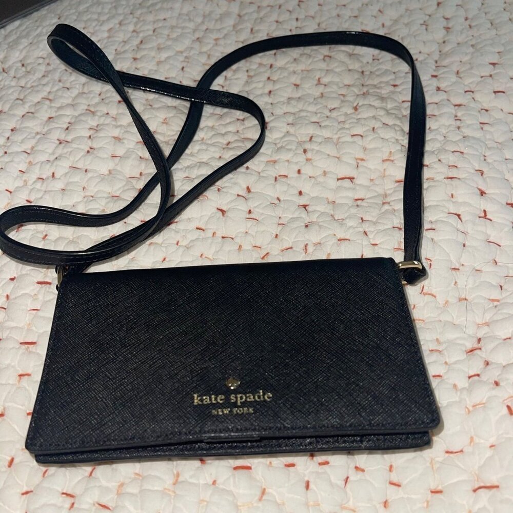 Kate Spade New York Womens Crossbody Iphone Case Black Leather Casual